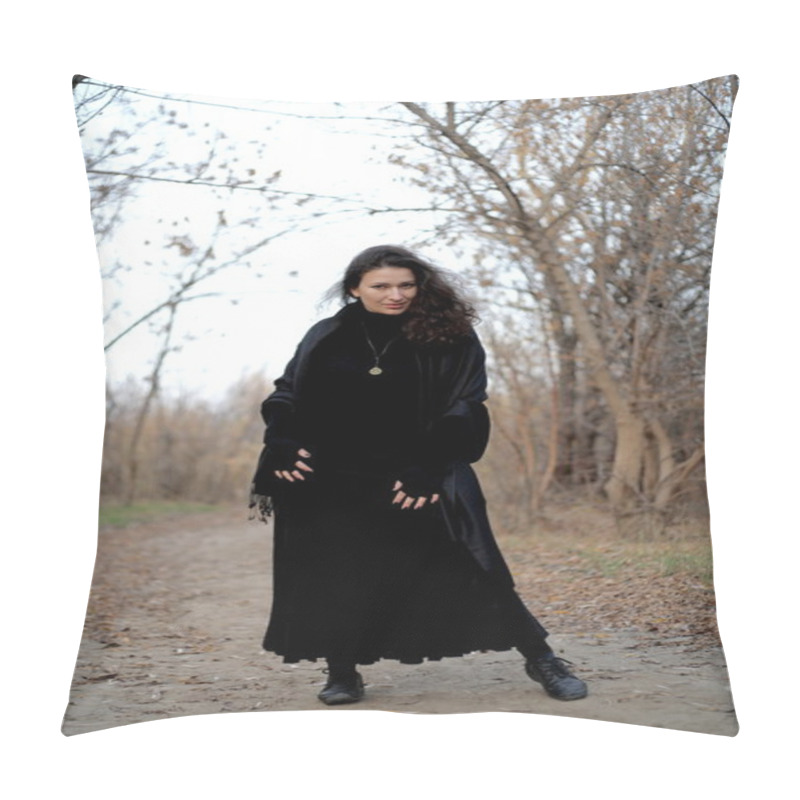 Personality  Gothic Girl In Park Next To Tree Gothic Girl In Park Next To Tree Pillow Covers