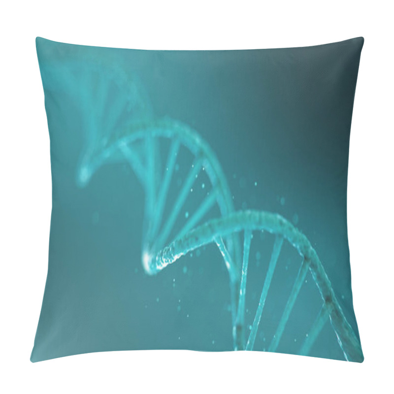 Personality  Double Helical Structure Of DNA, DNA Molecule, RNA. The Concept Of Biochemistry, Biotechnology. Genome Change, 3D Illustration Pillow Covers