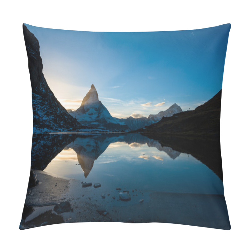 Personality  Matterhorn And Dente Blanche From Riffelsee Mountain Lake Above Pillow Covers