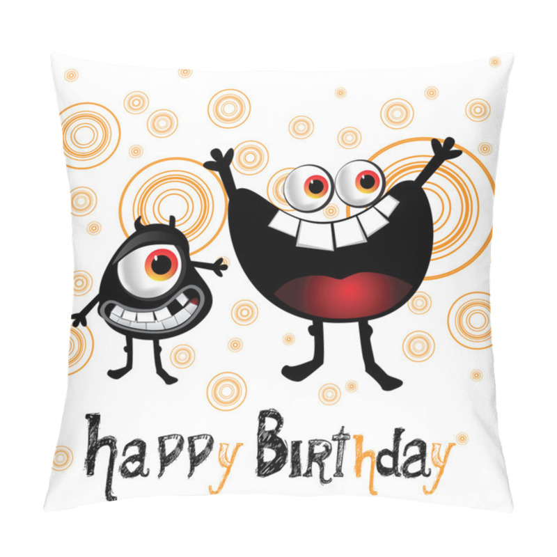 Personality  Happy Birthday Cheerful Monster Smiles Pillow Covers