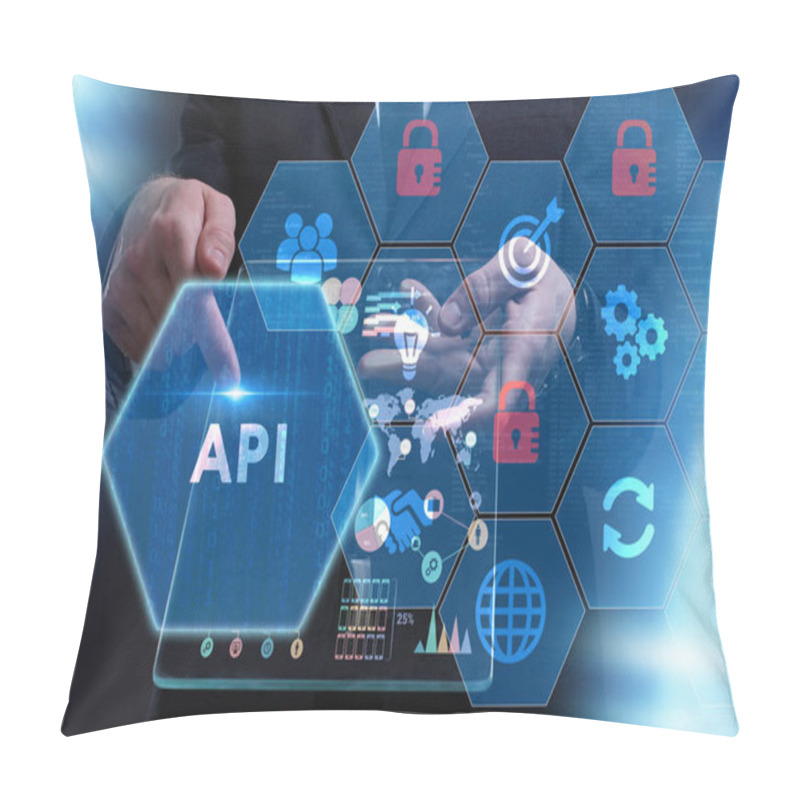 Personality  Business, Technology, Internet And Network Concept. Young Busine Pillow Covers