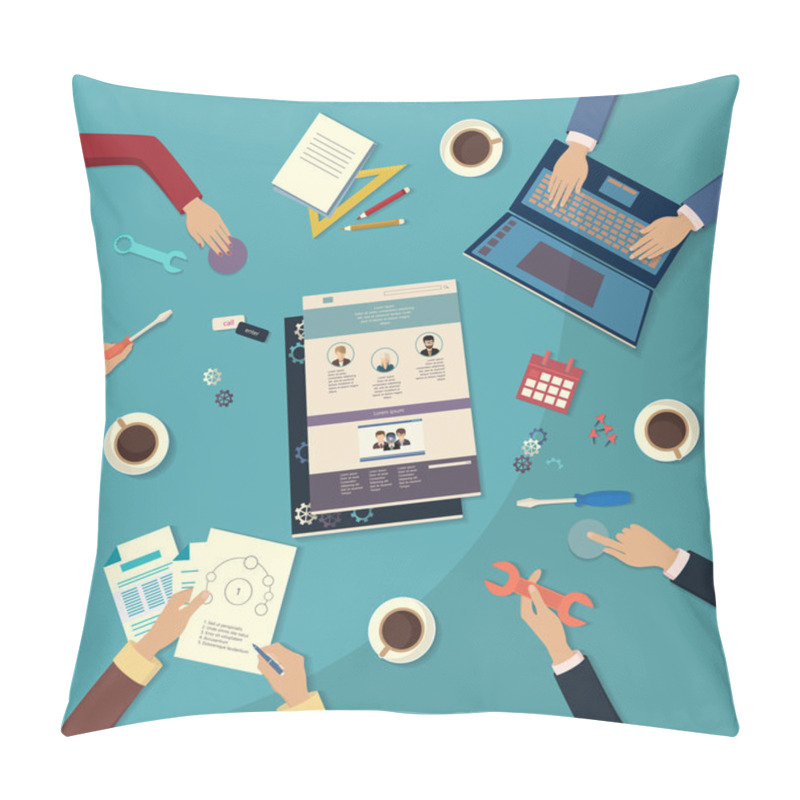 Personality  Creating Website. Flat Design. Pillow Covers