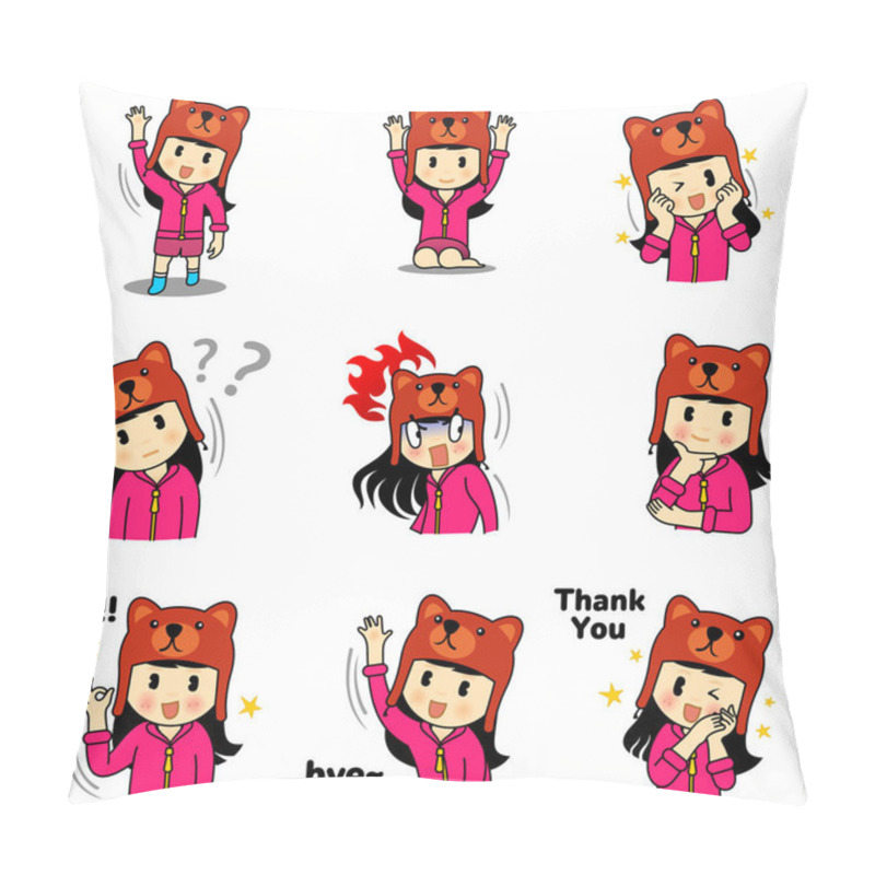 Personality  Girl Bear Sticker Pillow Covers