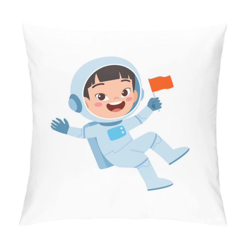 Personality  Little Kid Wear Astronaut Costume And Feel Happy Pillow Covers