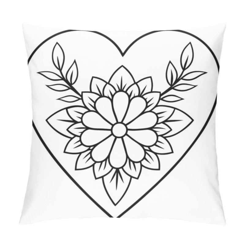 Personality  Vibrant Heart Illustration Made Of Flowers And Leaves Pillow Covers