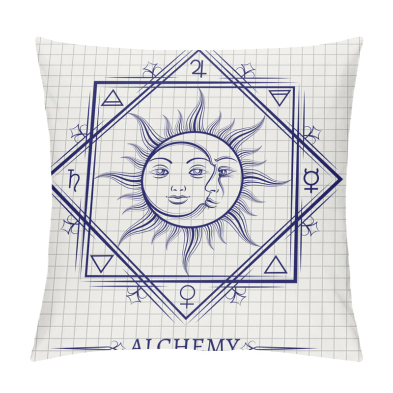 Personality  Sketch Of Sun Moon And Elements Pillow Covers