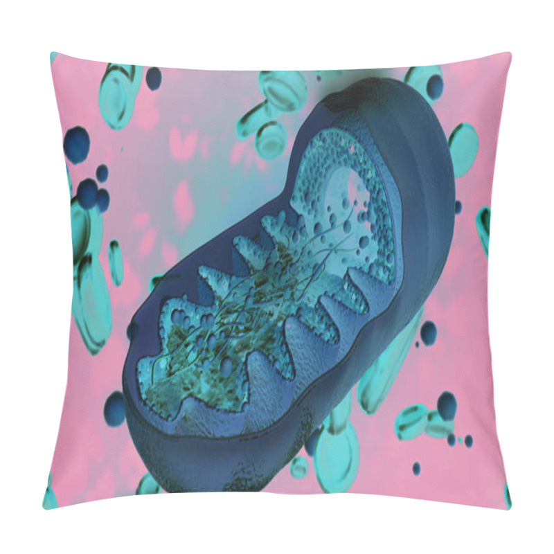 Personality  Mitochondria Cell In Close-up - 3D Rendering Pillow Covers