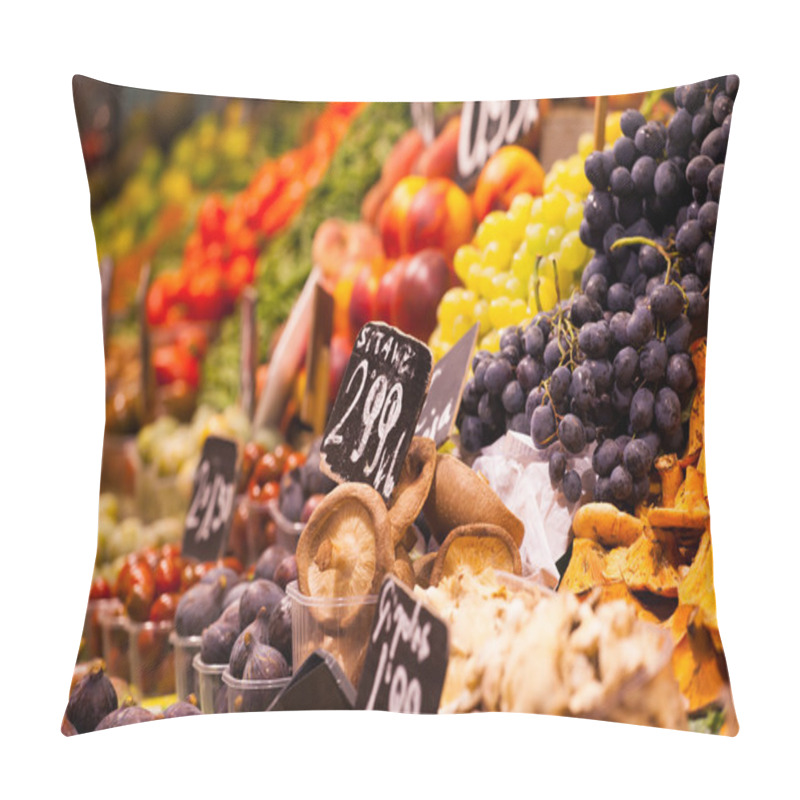 Personality  Fruits Market, In La Boqueria,Barcelona Famous Marketplace Pillow Covers