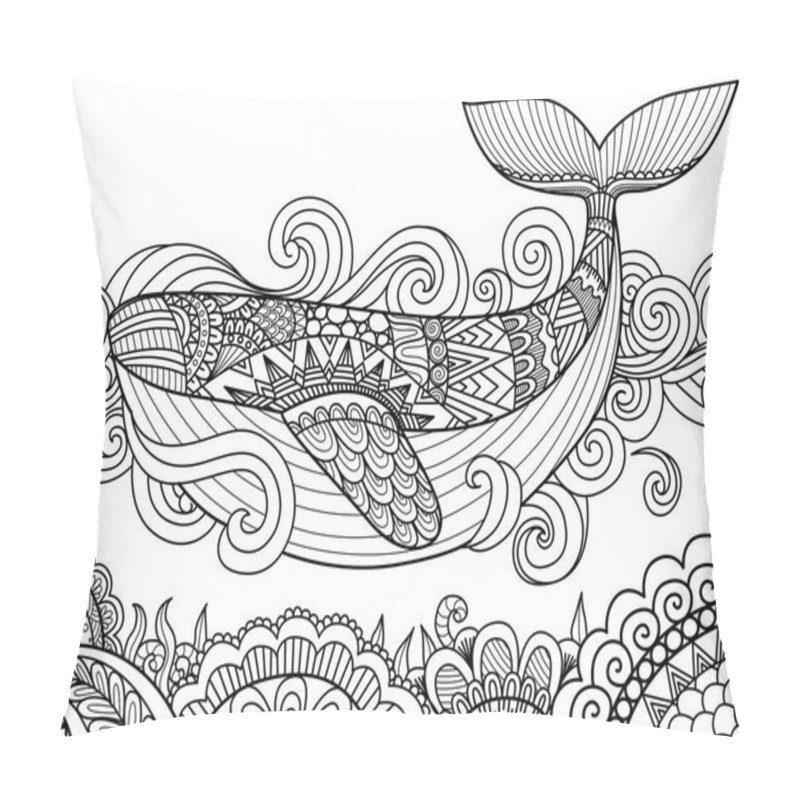 Personality  Giant Beautiful Whale Swimming In The Ocean Over Beautiful Coral Pillow Covers