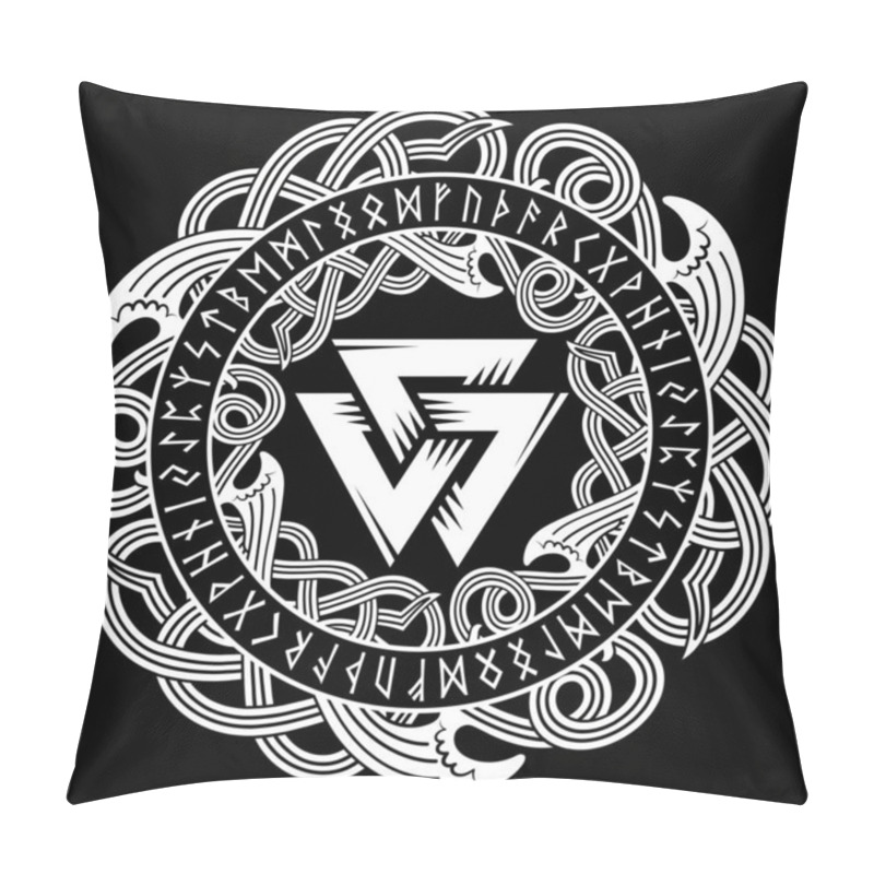 Personality  Ancient Celtic, Scandinavian Pattern, Scandinavian Knot - Work Illustration And Runes - Old Norse Alphabet Pillow Covers