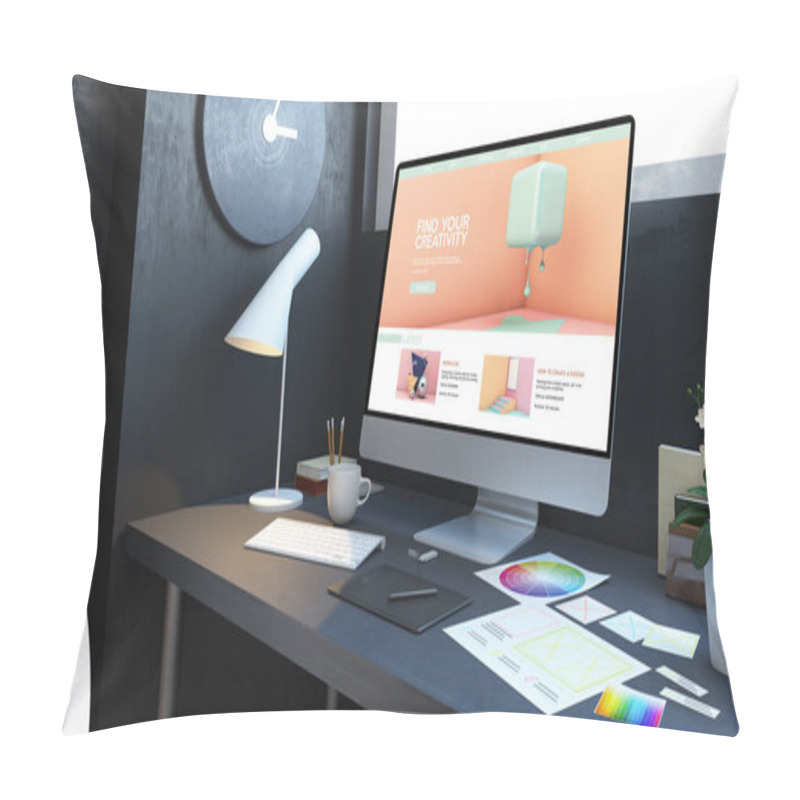 Personality  Creativity Tutorials Design Workplace Mockup Interior 3d Rendering Pillow Covers