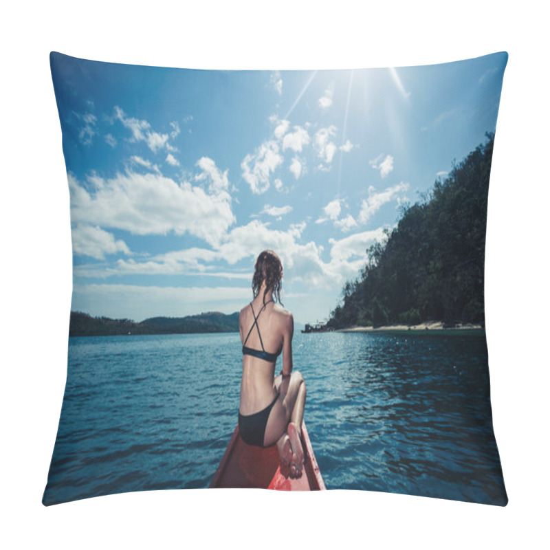 Personality  Sexy Young Woman On Boat In The Tropics Pillow Covers