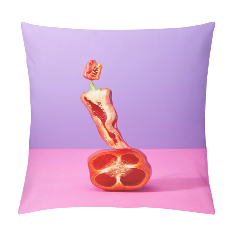 Personality  Chopped Chili And Bell Peppers On Purple And Pink   Pillow Covers