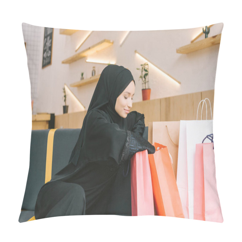 Personality  Muslim Woman With Shopping Bags Pillow Covers