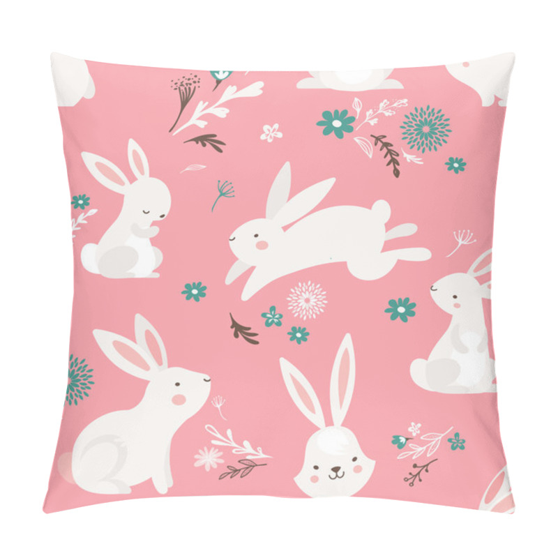 Personality  Easter Seamless Pattern Design With Bunnies Pillow Covers