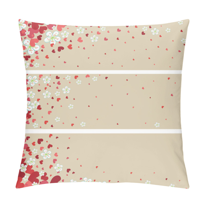 Personality  Banners  With Cherry Flowers And Hearts.Spring Design Pillow Covers