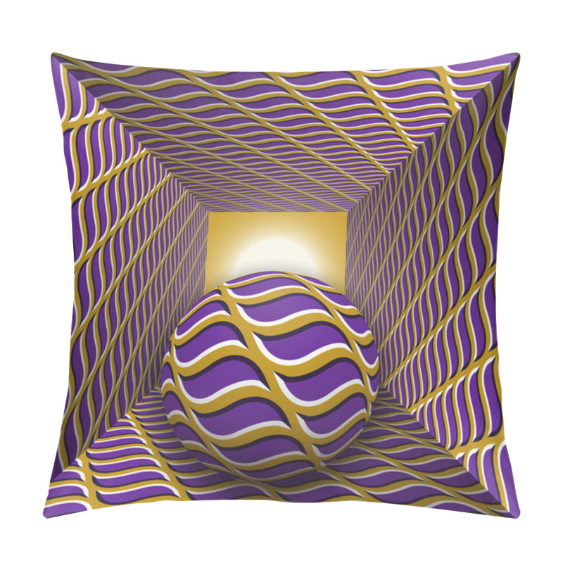 Personality  Optical Motion Illusion Illustration. A Sphere Are Moving Through Square Tunnel. Pillow Covers