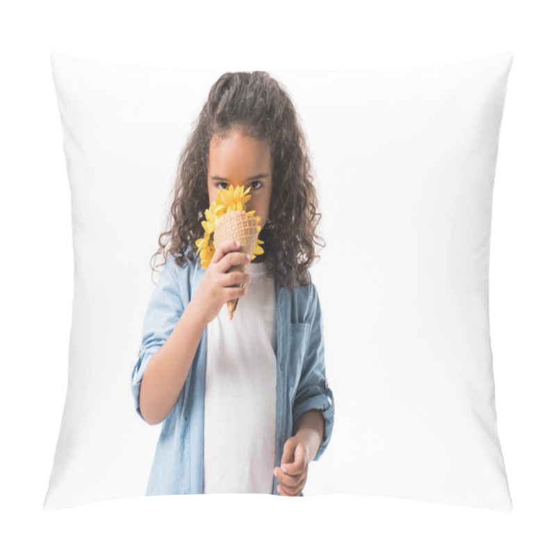 Personality  African American Girl With Flowers Pillow Covers