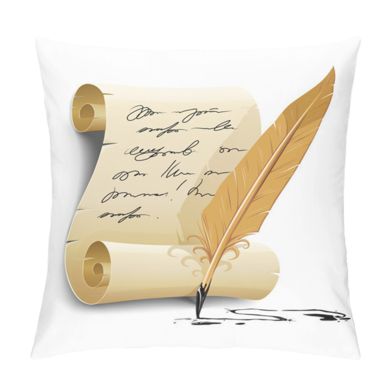 Personality  Old Writing Script With Ink Feather Tool Pillow Covers