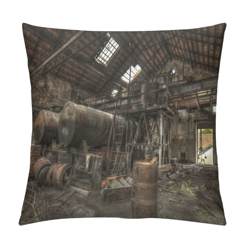 Personality  Rusty Cisterns And Barrels In An Abandoned Factory Pillow Covers