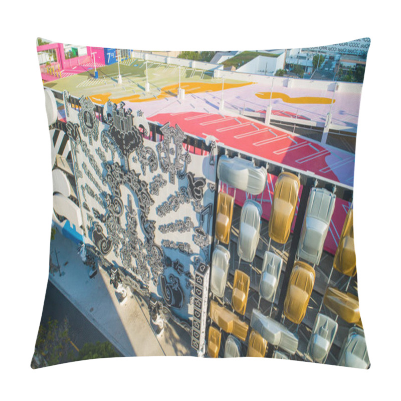 Personality  MIAMI, FLORIDA, USA - JULY 20, 2018: Art Garage Miami Design District Pillow Covers