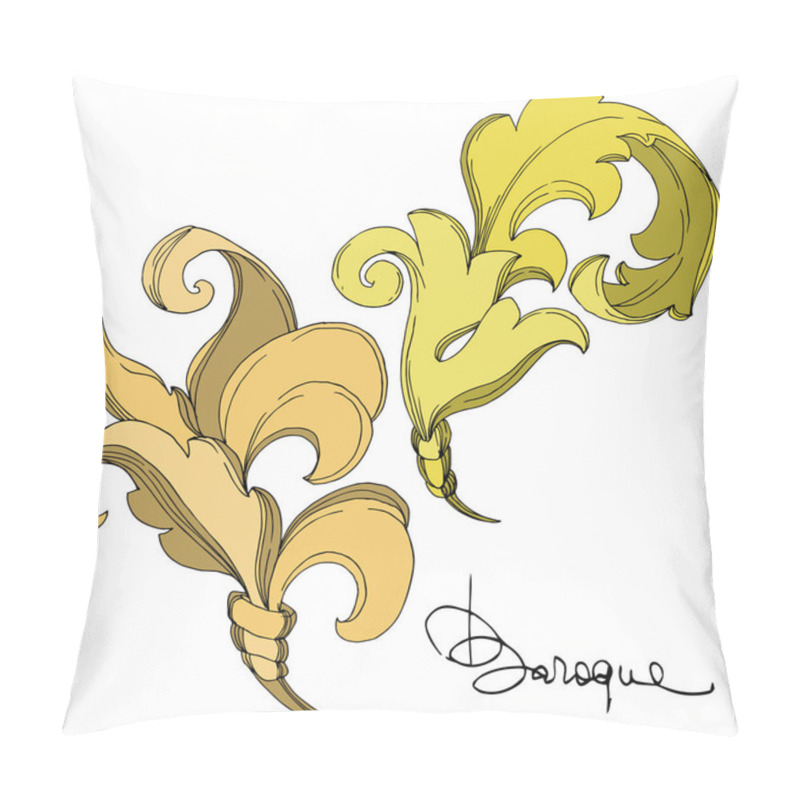 Personality  Vector Golden Monogram Floral Ornament. Black And White Engraved Ink Art. Isolated Ornament Illustration Element Pillow Covers