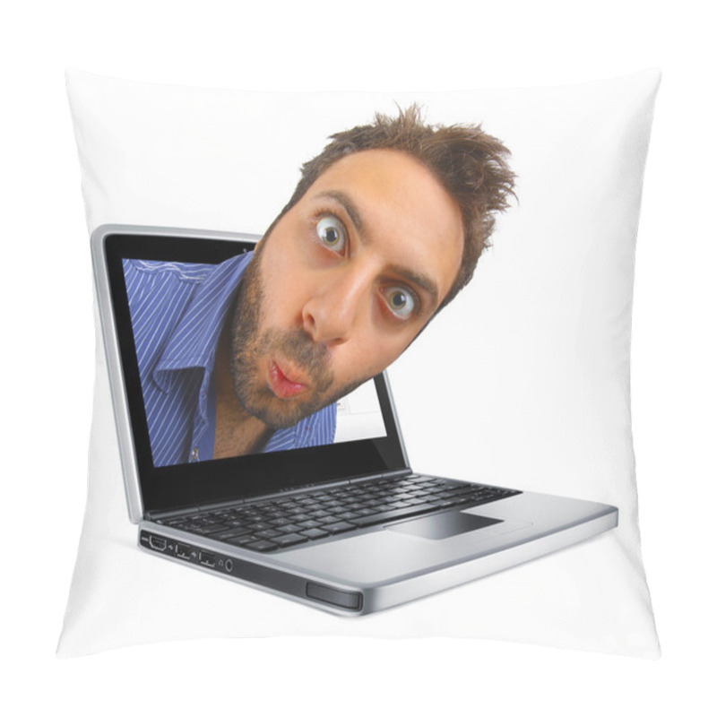 Personality  Young Boy With A Surprised Expression In The Laptop Pillow Covers