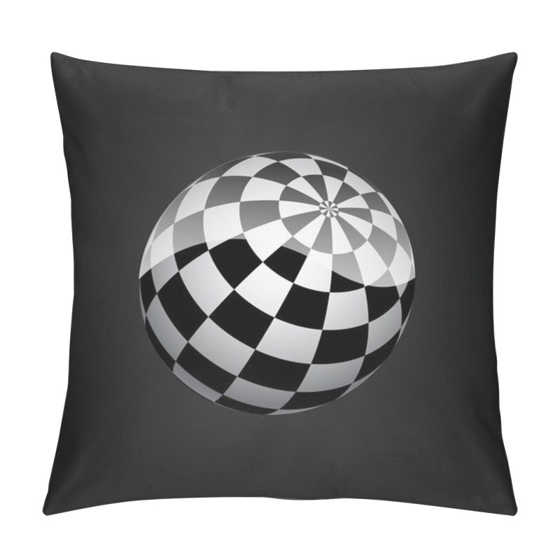 Personality  Black And White Checkered Sphere. Vector Illustration. Pillow Covers