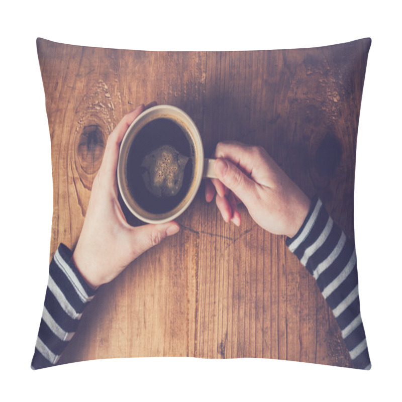 Personality  Lonely Woman Drinking Coffee In The Morning Pillow Covers