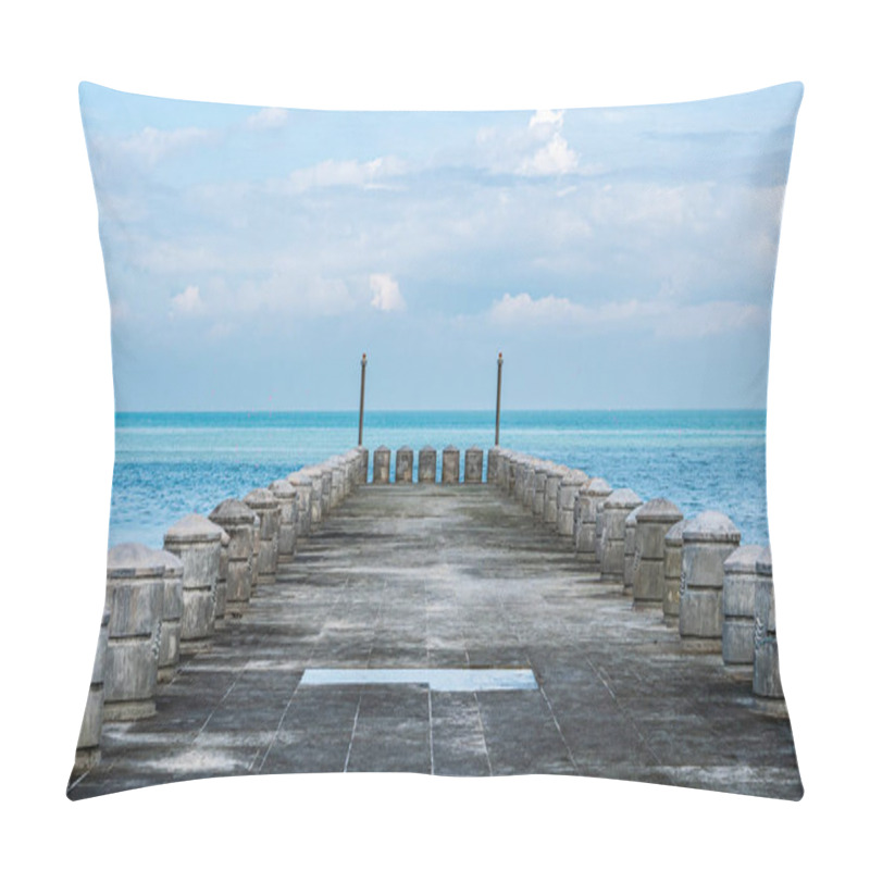 Personality  Stone Grey Jetty Pierce In Malaysia Penang Sea Blue Water Photo Pillow Covers