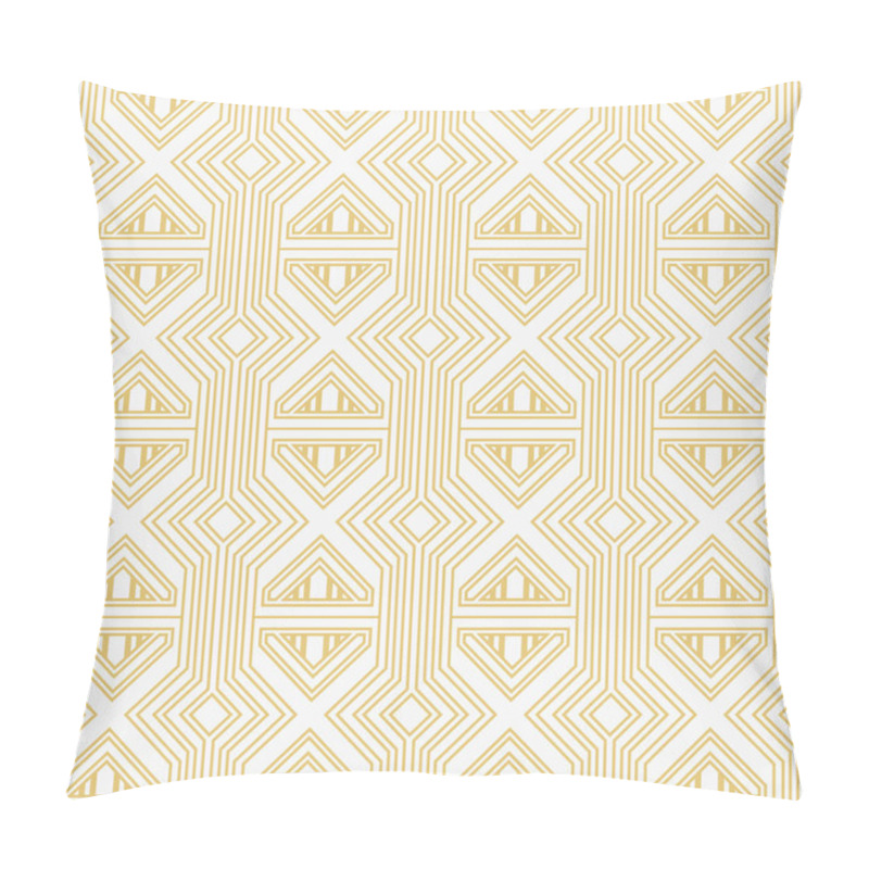 Personality  Seamless Geometric Background. White And Gold Texture. Modern Abstract Wallpaper With Stripes, Lines, Rhombus. Simple Lattice Graphic Design. Vector. Pillow Covers