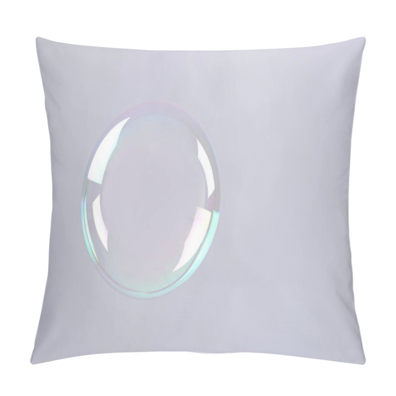 Personality  Beautiful Translucent Soap Bubble On Grey Background. Space For Text Pillow Covers