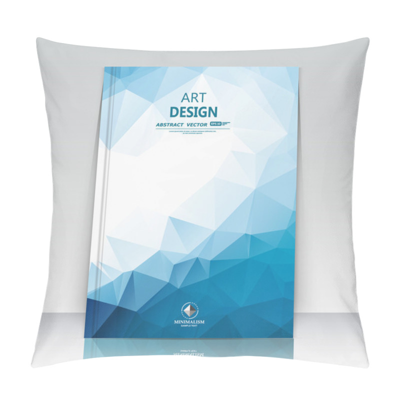 Personality  Abstract Composition. Blue Polygonal Texture. Triangle Part Construction. Brochure Title Sheet. Creative Figure Icon. Sapphire Diamond Facet. Crystal Glass Surface. Transparent Banner Form. Flyer Font Pillow Covers