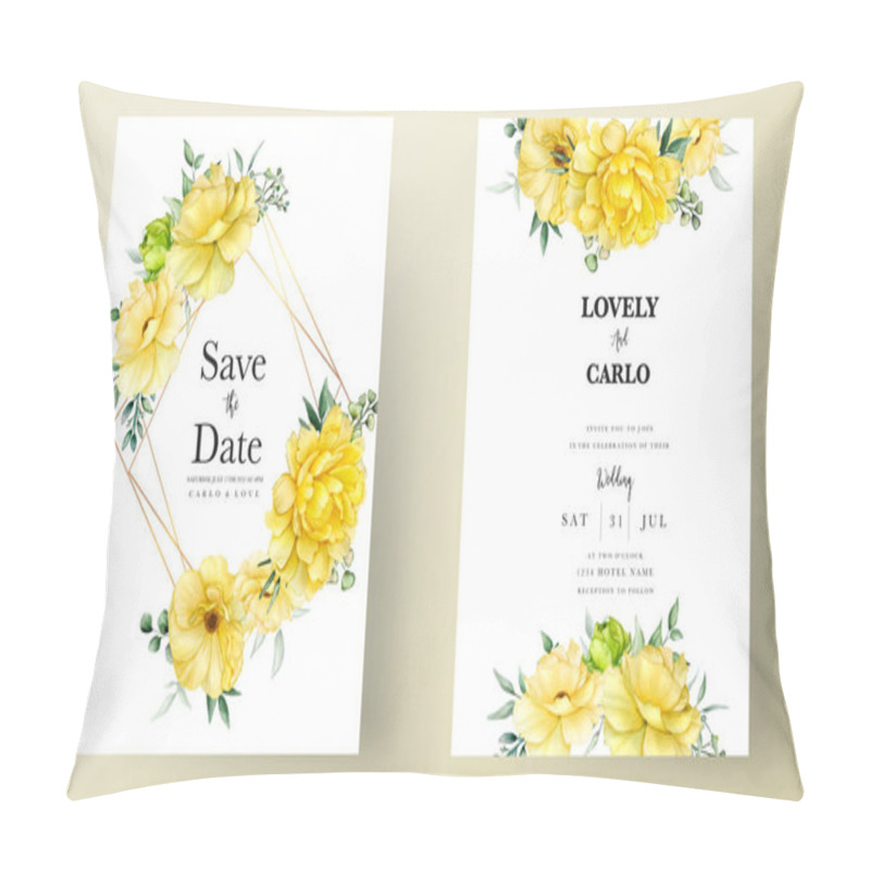 Personality  Hand Drawn Beautiful Floral Wedding Invitation Card Set Pillow Covers