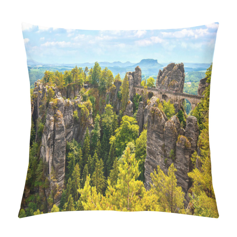 Personality  Saxon Switzerland, Bastai Bridge. Mountain View Pillow Covers