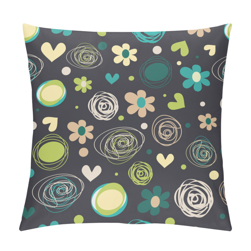 Personality  Flowers And Hearts Seamless Pattern. Pillow Covers