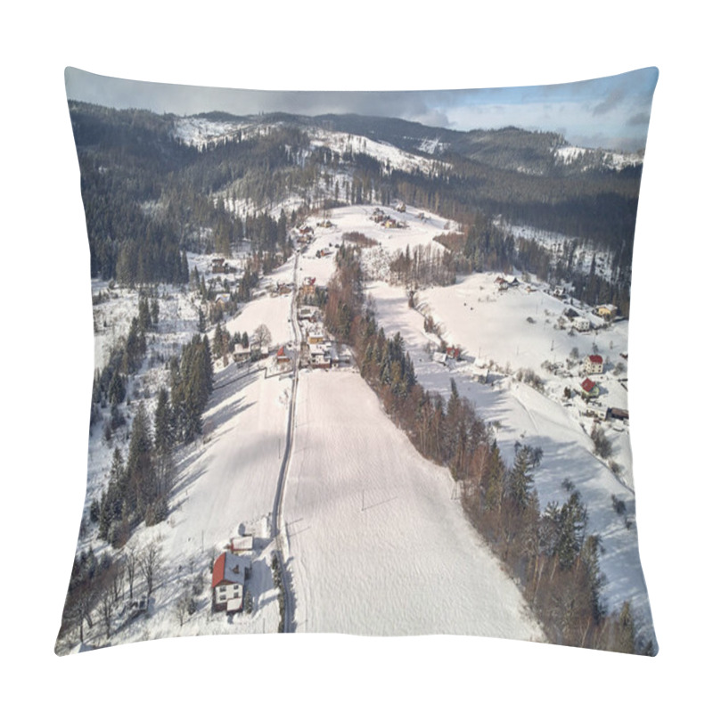 Personality  Beautiful Panoramic Aerial Drone View Panorama To The To The Istebna - Large Village And The Seat Of Gmina Istebna, Cieszyn County In Silesian Voivodeship, Southern Poland Pillow Covers