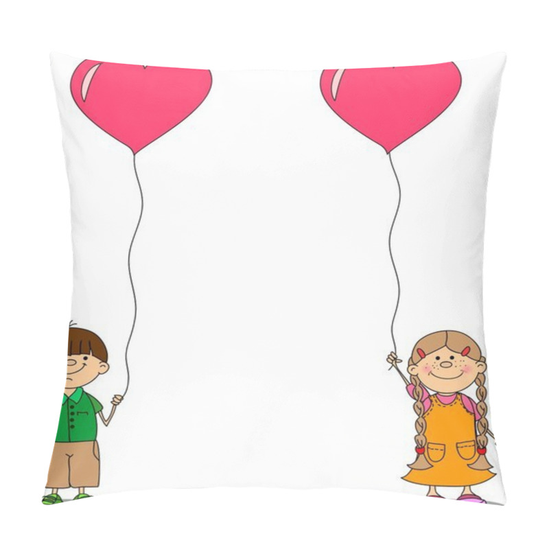 Personality  Girl And Boy Holding A Balloon Heart Pillow Covers