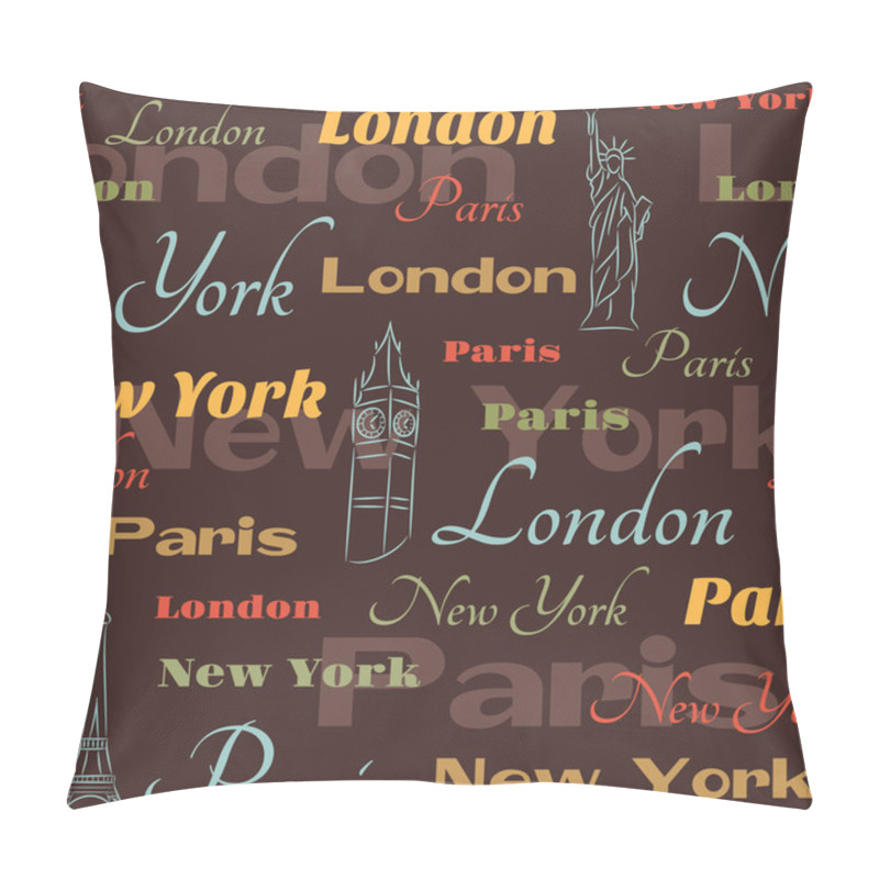 Personality  Seamless Pattern With Symbols Of Cities Pillow Covers