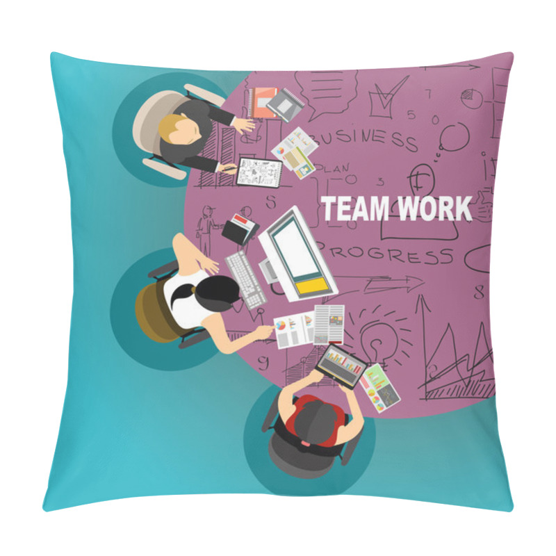 Personality  Flat Design  For Team Work Pillow Covers