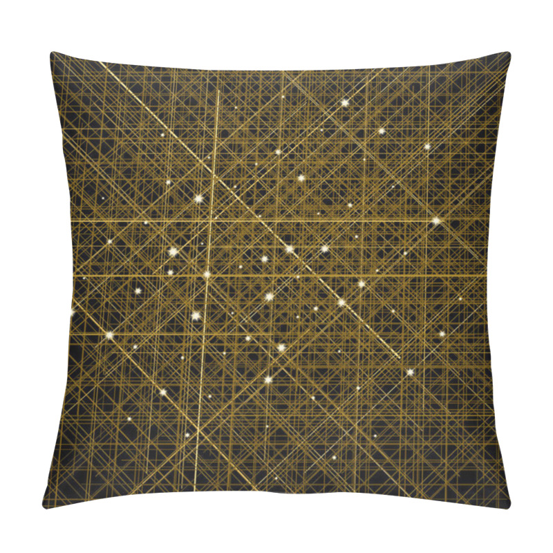 Personality  Background With Thin Golden Crossed Lines. Cellular Structure Of Contours Pillow Covers