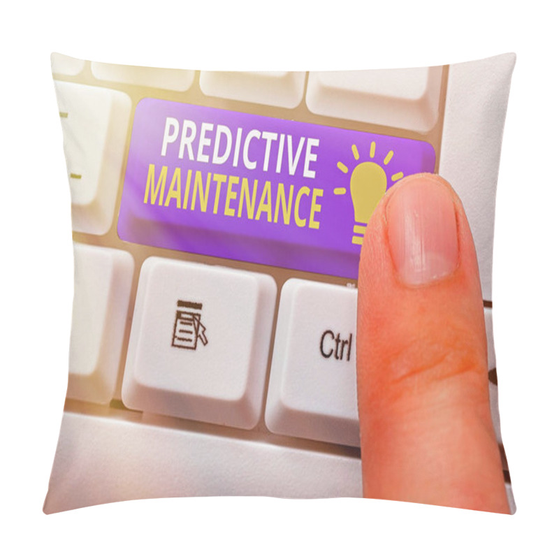 Personality  Text Sign Showing Predictive Maintenance. Conceptual Photo Predict When Equipment Failure Condition Might Occur. Pillow Covers