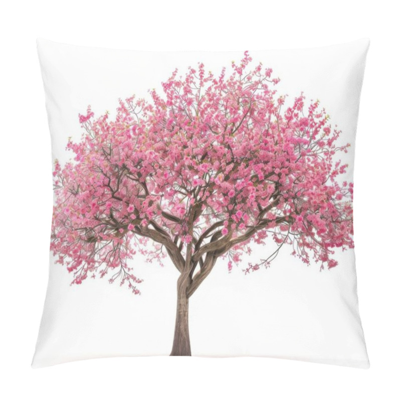 Personality  A Vibrant Pink Flowering Tree With Lush Blossoms, Showcasing The Beauty Of Spring In Full Bloom. Pillow Covers