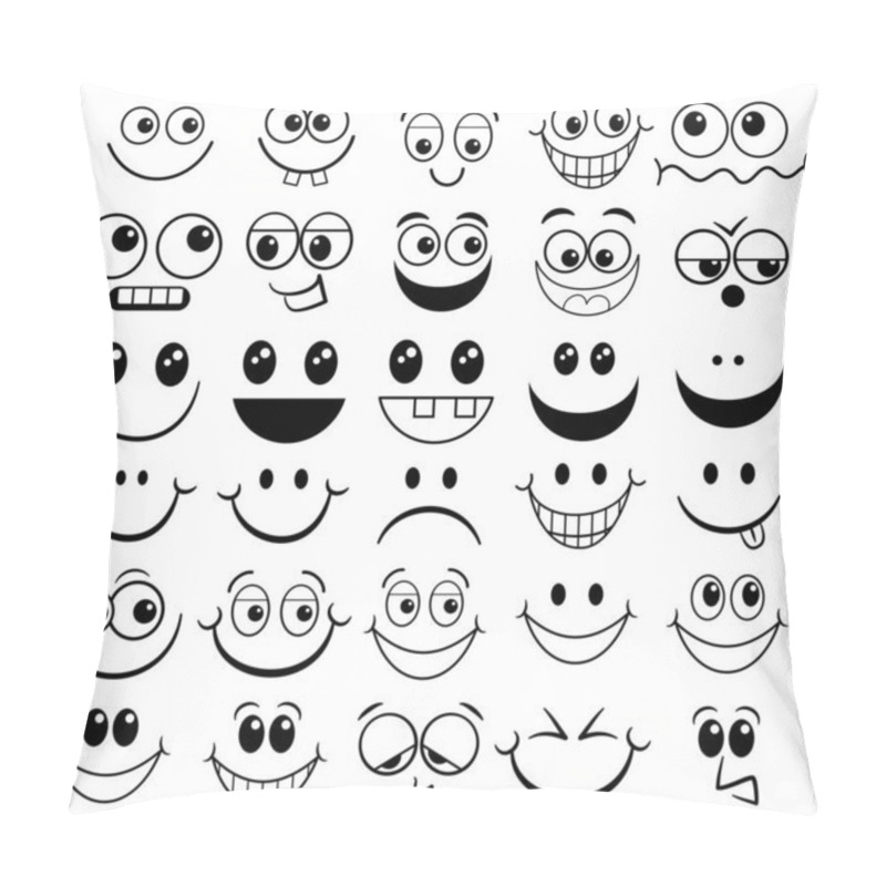 Personality  A Funny Set Of Basic Cartoon Doodle Facial Expressions. Pillow Covers