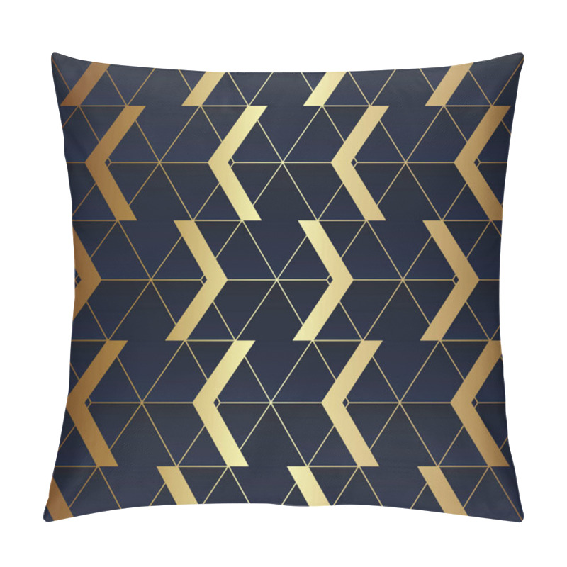 Personality  Abstract Art Seamless Blue And Golden Pattern Pillow Covers