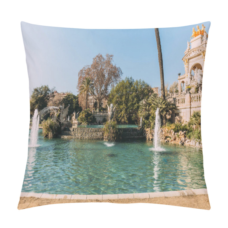 Personality  Beautiful Architectural Ensemble And Lake With Fountains In Parc De La Ciutadella, Barcelona, Spain Pillow Covers