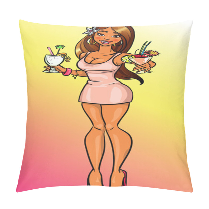 Personality  Sexy Girl With Two Cocktails, Party Invitation Pillow Covers