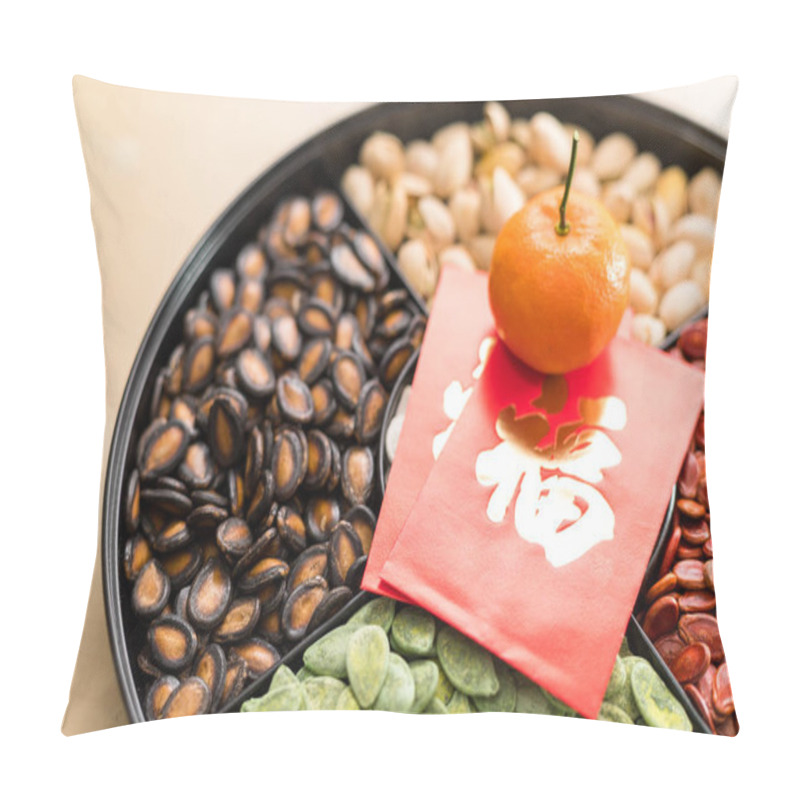 Personality  Chinese Snack Tray With Red Packet Word Mean Luck Pillow Covers