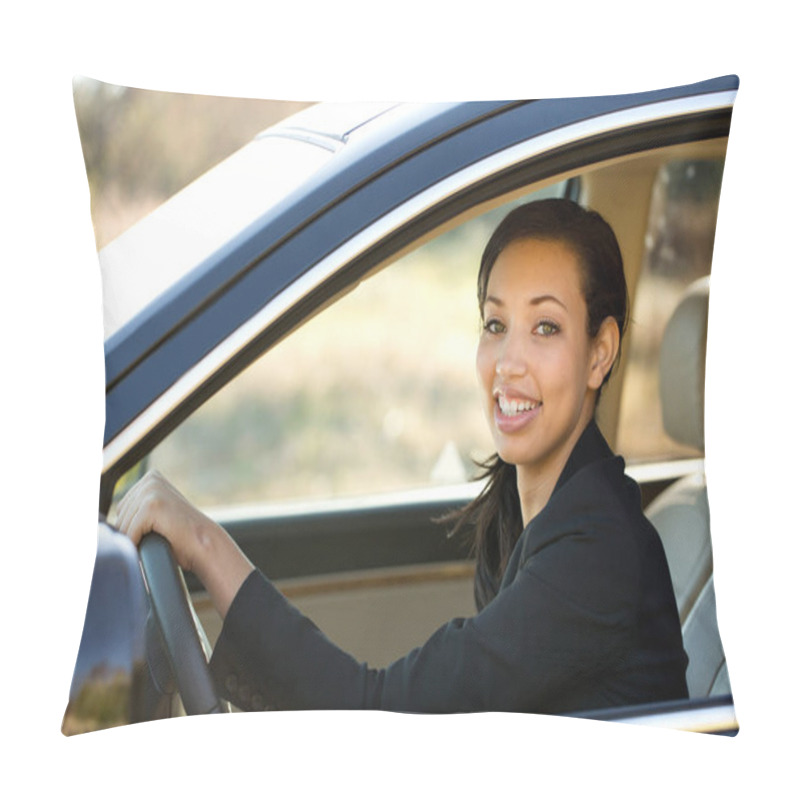 Personality  Business Woman Talking On Her Mobile Phone. Outside An Office Bussiness. Pillow Covers