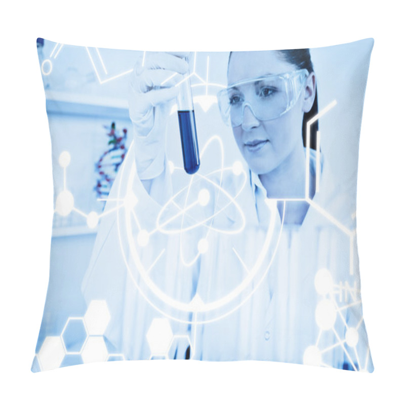 Personality  Woman Holding Test Tube Pillow Covers